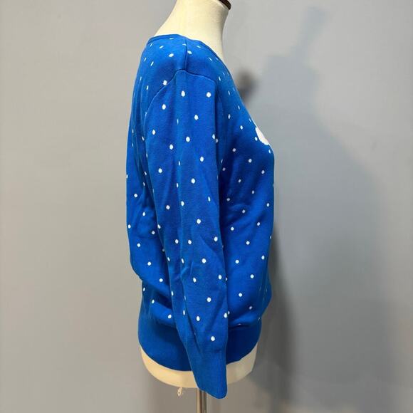 Lands' End Vintage Polka Dot Lamb Holiday Supima Cotton Sweater, Medium Petite - Picture 5 of 6
